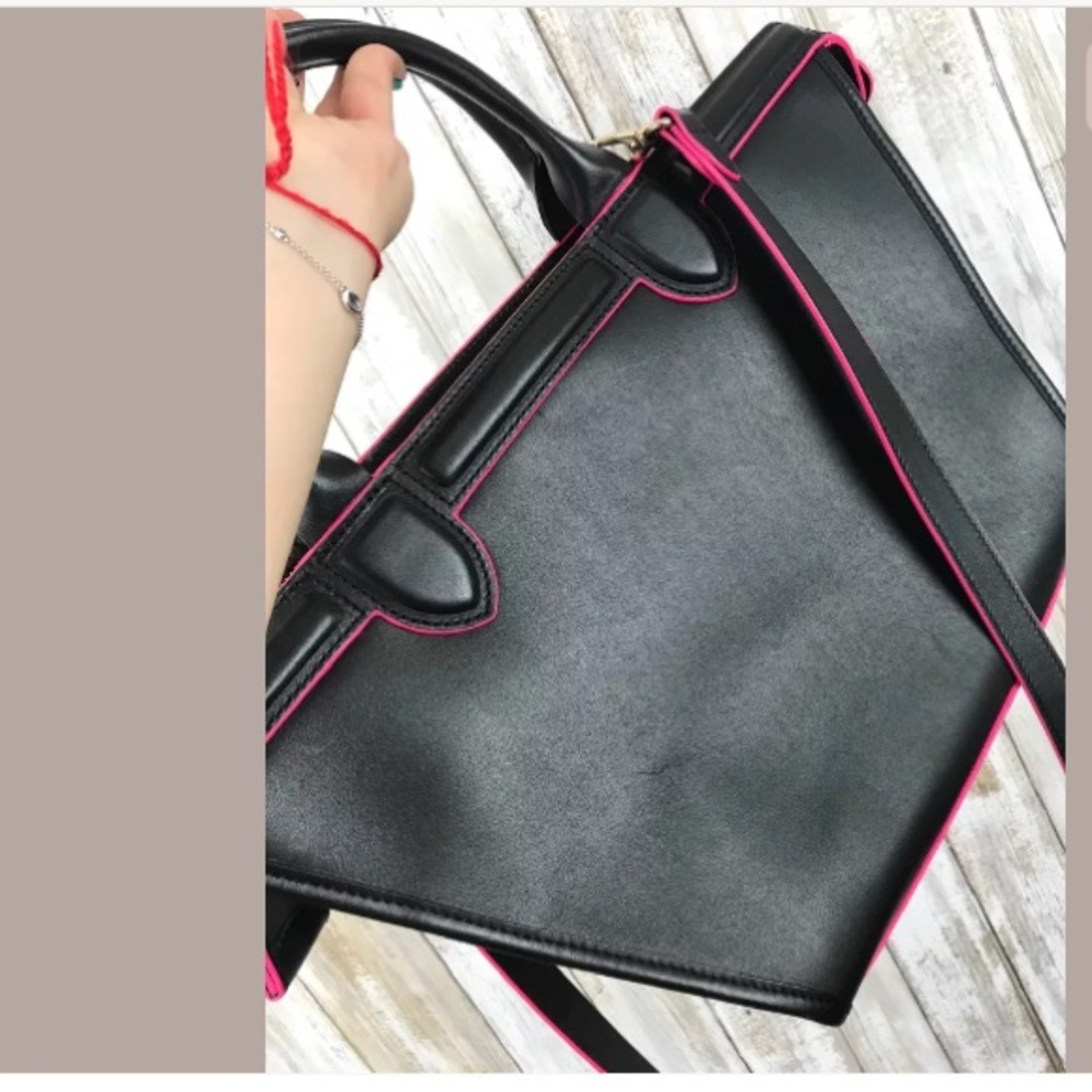 Longchamp Le Pliage Heritage Black Pink Leather - Picture 3 of 8